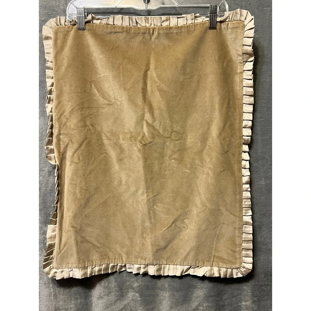 Ann Gish Velvet Pillow Sham Gold Champagne Ruffle Trim Luxury Bedding‎ 17x21